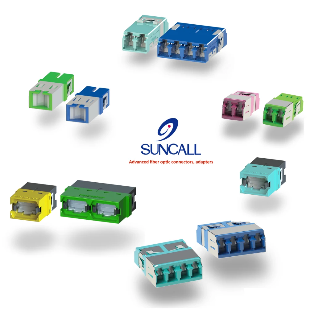 Suncall Series FC LC Sc MPO Fiber Optic Adapters Simplex/Duplex/Quad Singlemode/Multimode Om3/Om4/APC Standard or Hybrid Plastic Fiber Optic Adapter by Byvision