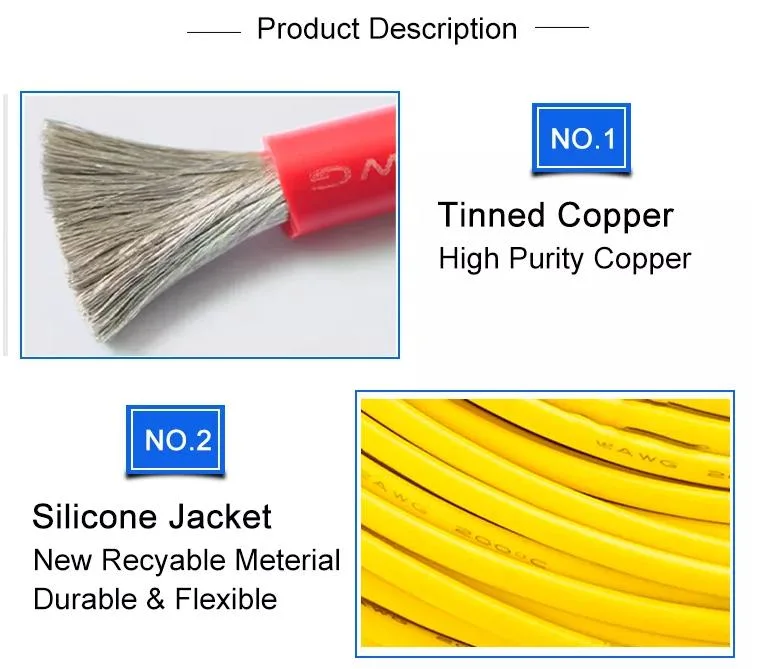 High Temperature Wire 1AWG 4AWG 8AWG 10 12 14 16 18 20 24 26 28 30 32 AWG Guage Super Flexible Silicone Wire