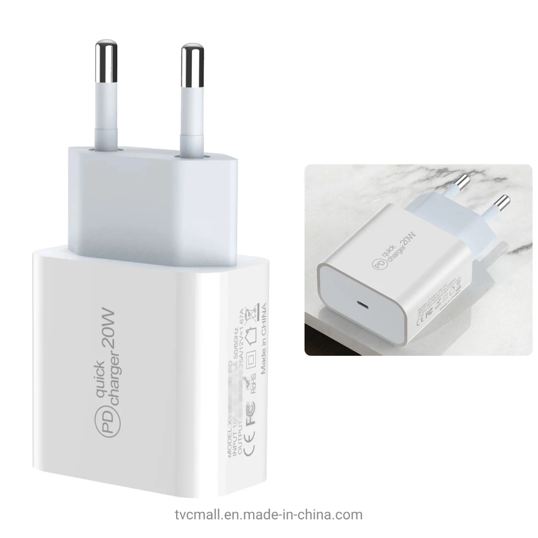 Pd 20W Fast Charging USB C Charger Block EU Plug Power Adapter for iPhone 13 / 14 Series