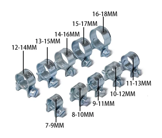 Gamma di mini fascette stringitubo piccole, robuste fascette stringitubo a molla per iniettori