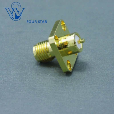 Connettore SMA femmina a flangia quadrata da 12,7 mm con terminale stub, isolante esteso da 4 mm e pin da 2 mm